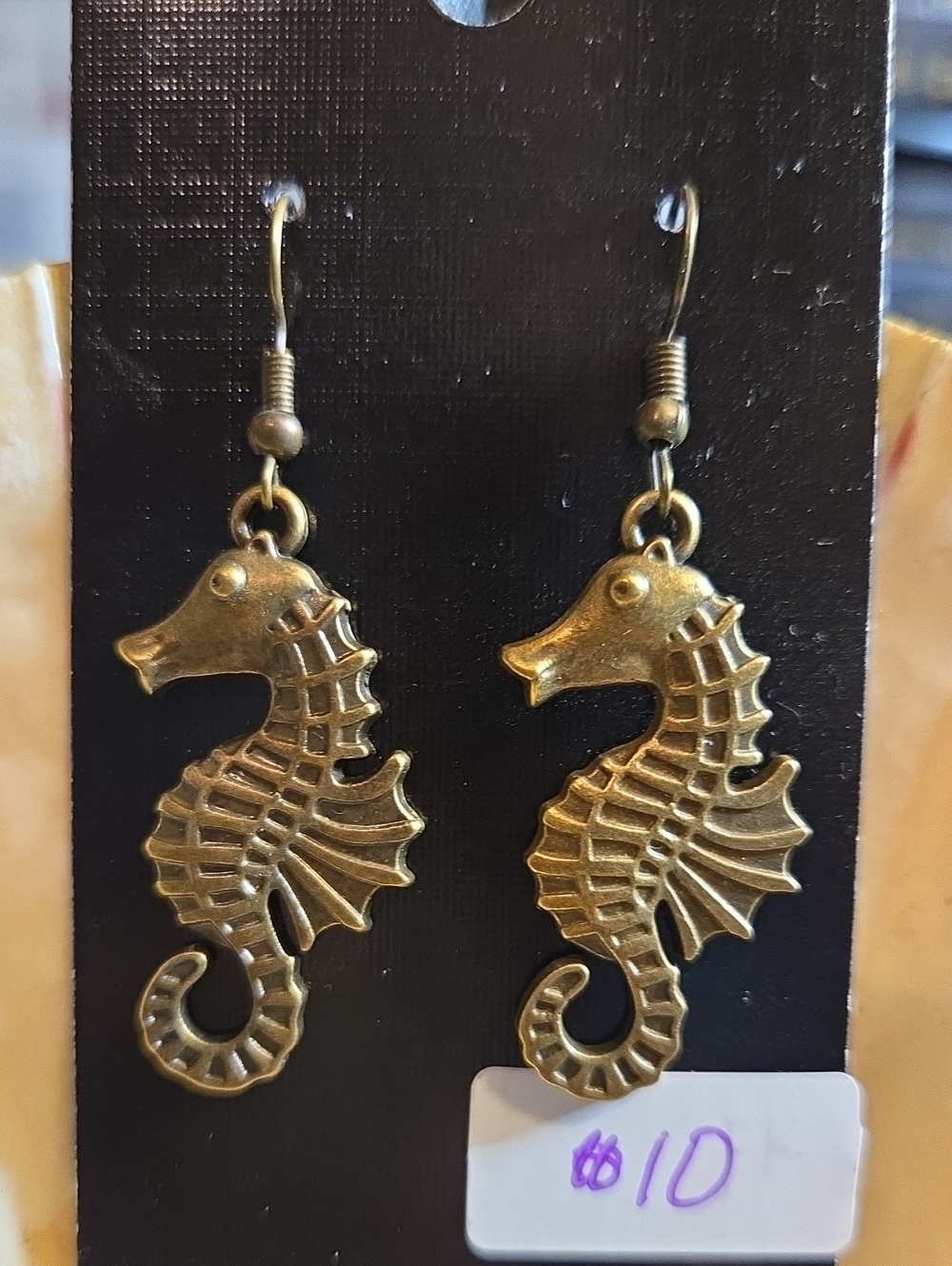 Bronze Large Seahorse Drop Earrings - Women Jewelry